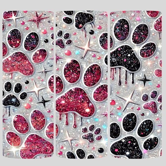 20 oz Glitter Paw-Prints - Picture 1 of 4